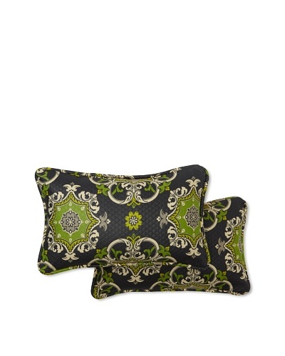 Set of 2 Garden Crest Rectangle Decorative Throw Pillows [Onyx]