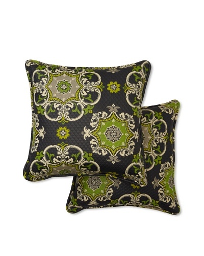 Set of 2 Garden Crest Square Decorative Throw Pillows [Onyx]