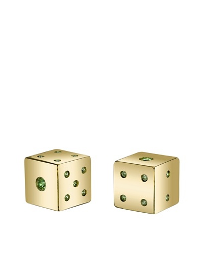 Wilouby Gold-Tone Lucky Dice Dice Pair with Swarovski Crystals