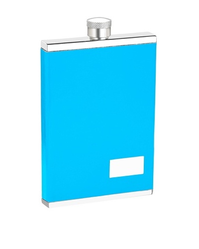 Wilouby 3 oz. Slimline Flask with Neon Blue Italian Genuine Leather