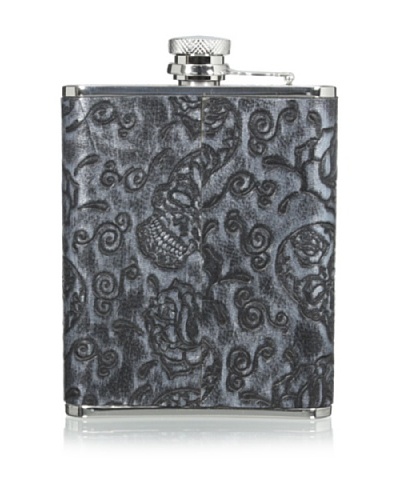 Wilouby Leather Skull & Roses 6-Oz. Flask