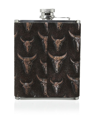 Wilouby Leather Horn Heads 6-Oz. Flask