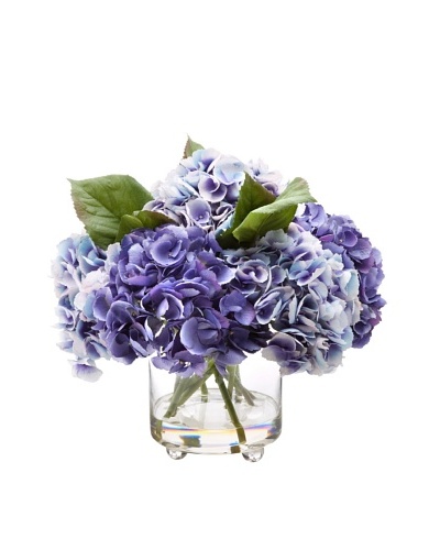14.5 Hydrangea in Glass Vase, Blue/Purple