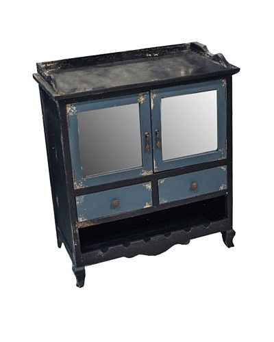 Winward Main Street Distressed Wood Cabinet, Black Blue