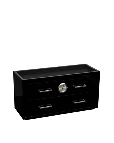 Wolf Designs Two Drawer Humidor, Black Lacquer