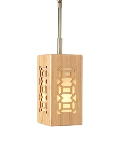 Woodbridge Lighting Light House Wood Shade Triune Mini-Pendant, Classic Brass