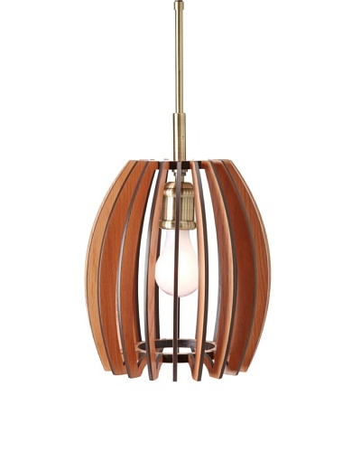 Woodbridge Lighting Canopy Wood Slat Crescendo Mini-Pendant, Classic Brass