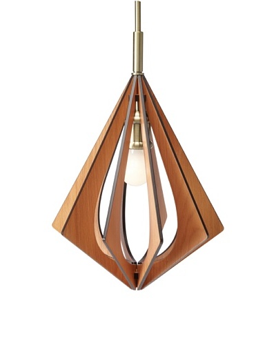 Woodbridge Lighting Foresee 1-Light Mini-Pendant, Classic Brass/Cherry