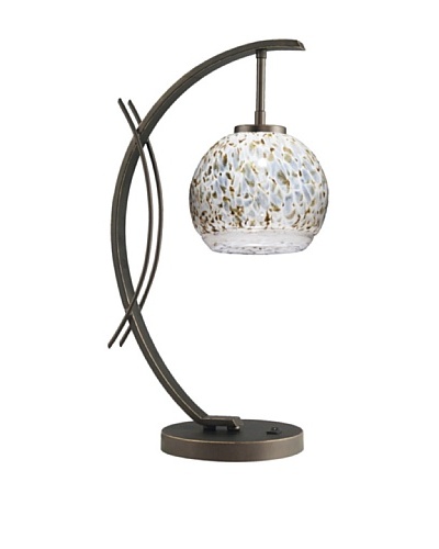 Woodbridge Lighting Eclipse Metallic Bronze Table Lamp with Single Tone USA Art Glass