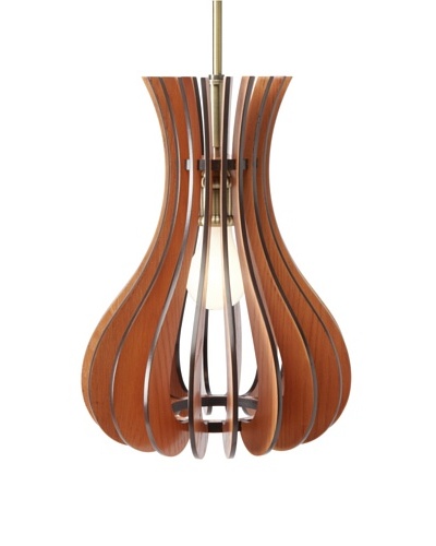 Woodbridge Lighting Canopy Wood Slat Genie Mid-Pendant, Classic Brass