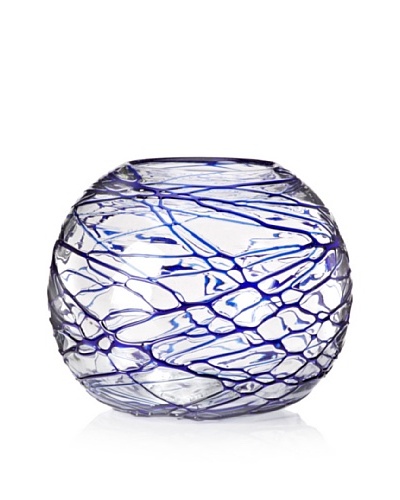 Worldly Goods Cobweb Fishbowl Vase, Cobalt