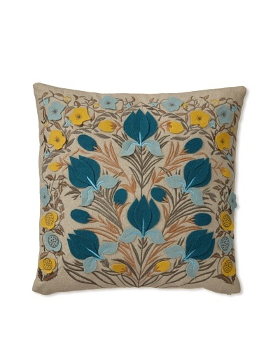 Zalva Dora Decorative Pillow, Teal/Cream/Yellow, 20 x 20