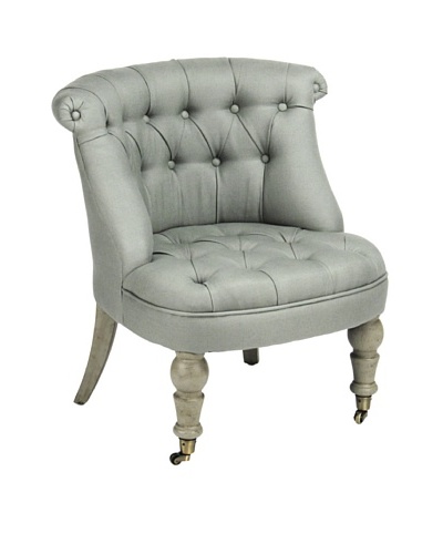 Zentique Amelie Slipper Chair, Grey-Blue/Olive Green