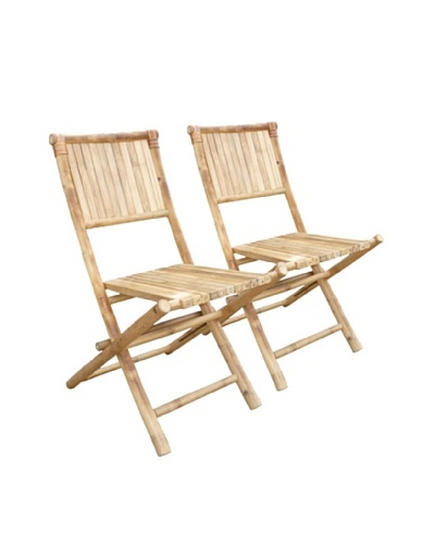 ZEW, Inc. Set of 2 Outdoor Bamboo Foldable Chairs