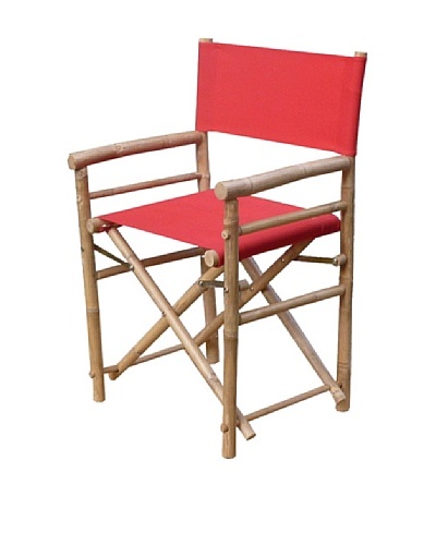 ZEW, Inc. Pair of Outdoor Bamboo Director Chairs with Interchangeable Covers, Red/White