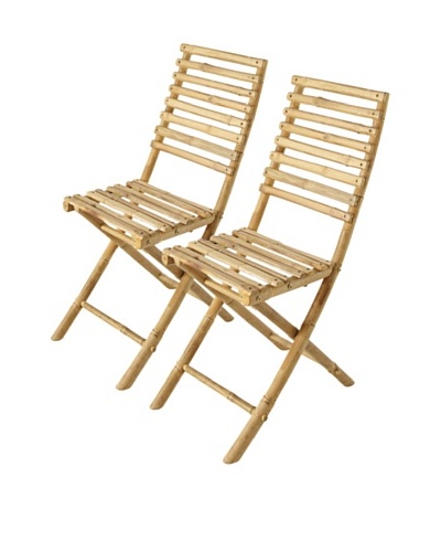 ZEW, Inc. Set of 2 Outdoor Bamboo Collapsible Chairs
