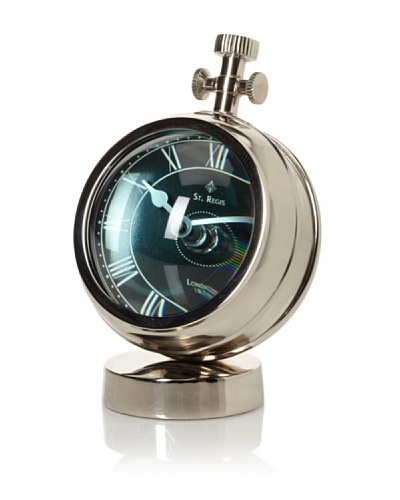 Black Faced Table Clock w/Fish Eye Glass