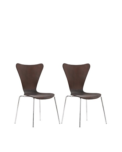 Zuo Set of 2 Taffy Dining Chairs, Wenge