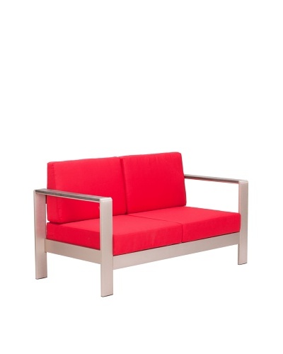 Zuo Outdoor Cosmopolitan Sofa with Cushions, Red