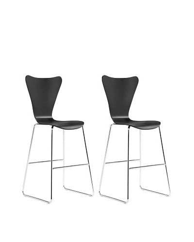 Zuo Set of 2 Taffy Bar Chairs [Black]