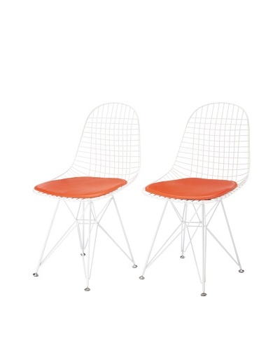 Zuo Set of 2 Mesh on Frame Dining Chairs, White